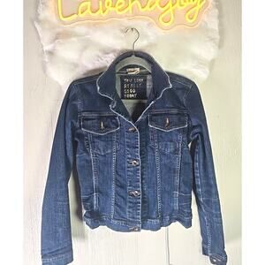 Dick & Jayne Stretch Denim Jean Jacket Womens Small Buttoned Down Preppy